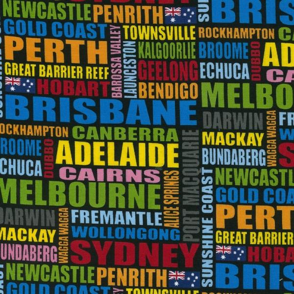 Australian City Names - Black - Click Image to Close